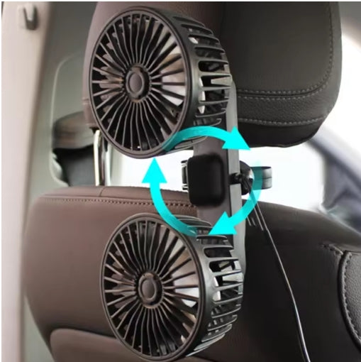USB Automotive Fan Portable Air Conditioner Cars Electric Fan for Home Office 360 Degree Rotatable Dual Head 3 Speed Seat Fan