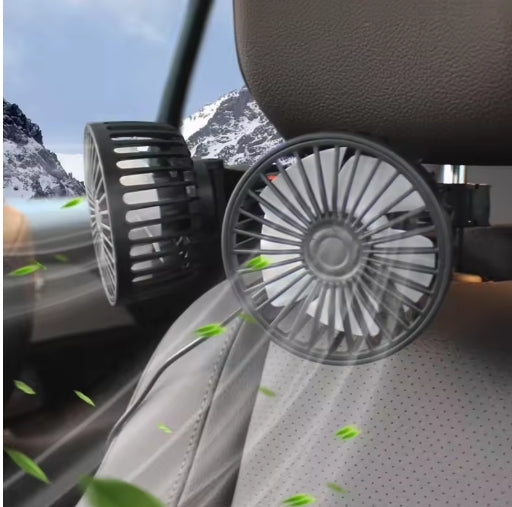 USB Automotive Fan Portable Air Conditioner Cars Electric Fan for Home Office 360 Degree Rotatable Dual Head 3 Speed Seat Fan