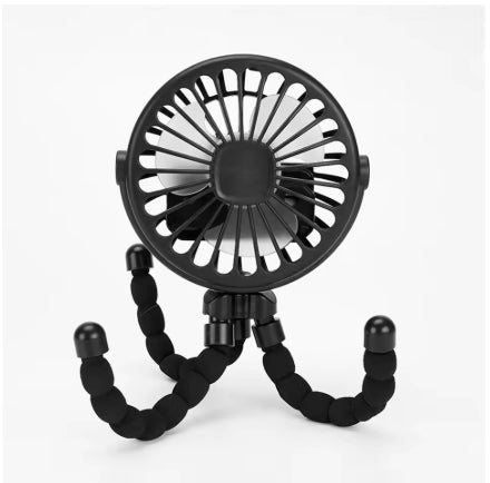 Portable Oscillating Pram Fan Mini Handheld Personal Car Seat Baby Fan with Flexible Tripod Clip-on USB Battery Operated