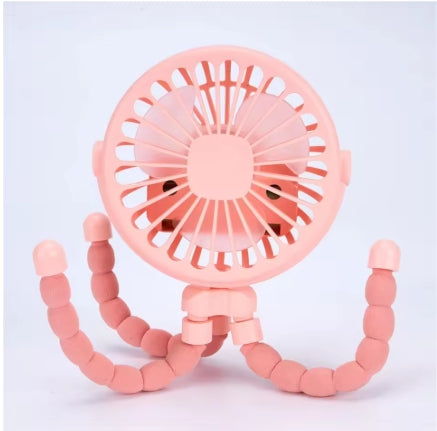 Portable Oscillating Pram Fan Mini Handheld Personal Car Seat Baby Fan with Flexible Tripod Clip-on USB Battery Operated