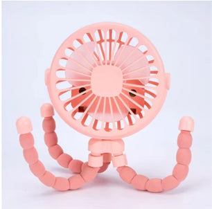 Portable Oscillating Pram Fan Mini Handheld Personal Car Seat Baby Fan with Flexible Tripod Clip-on USB Battery Operated