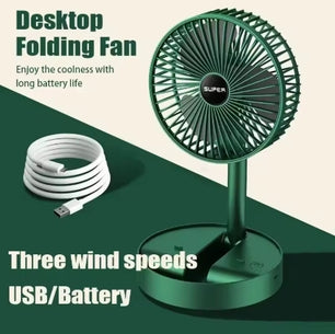 Stand Fan, 6 Inch Folding Portable Telescopic Floor/USB with Rechargeable Battery,3 Speeds Super Quiet Adjustable Height