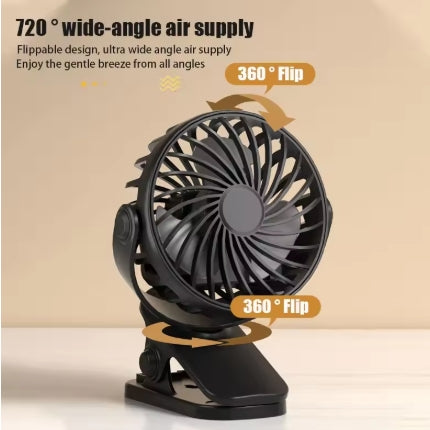 Rechargeable Portable Electric Fan 720° Rotating Hanging Clip Fan Night Light Air Cooler Outdoor Camping Small fans ventilador